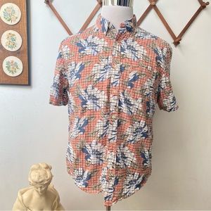 Club Monaco Grid Floral Button Up Shirt
